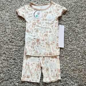 Milkberry Pajamas 3T Rayon Bamboo Safari Print‎ Short Sleeve PJs Set Kids NWT
